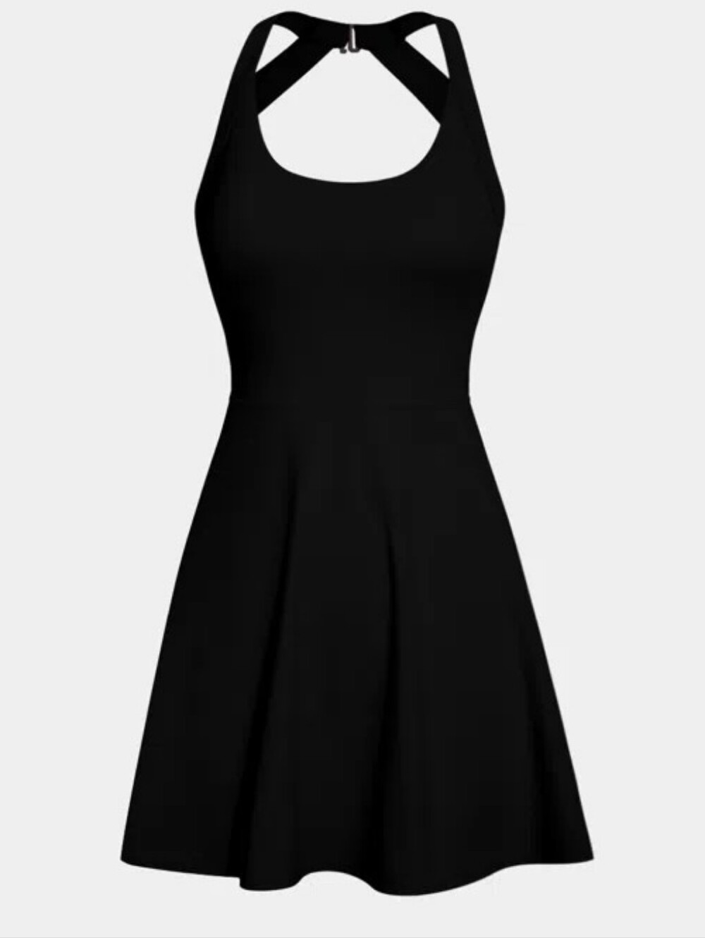 Halara NWT SoftlyZero Airy Backless Twisted Flare Mini Dress Medium Black - Picture 6 of 14